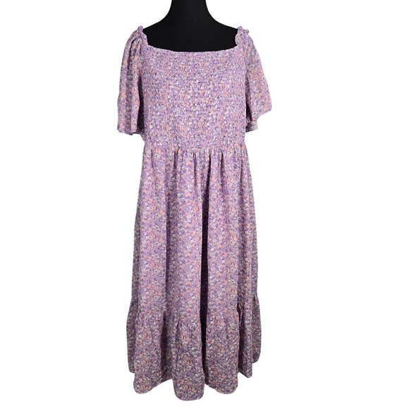 Keluummi Dresses & Skirts - NWT | Keluummi Purple Floral Tiered Dress | Cottagecore | Plus Size 18